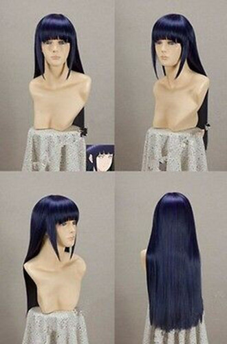 Shippuden Hinata Hyuga - Peluca De Cosplay (80 Cm De Largo)