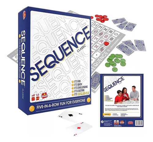Sequence Clásica Juego De Mesa Cartas Jax Para 2-12 Personas Azul Y Rojo