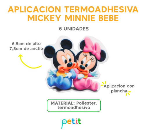 Parche Termoadhesivo Mickey Minnie Bebe A.06.030.16 X6u. Único