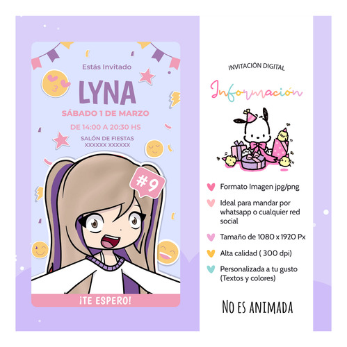 Tarjeta Invitación Digital De Cumpleaños Lyna - 3 Modelos Lyna