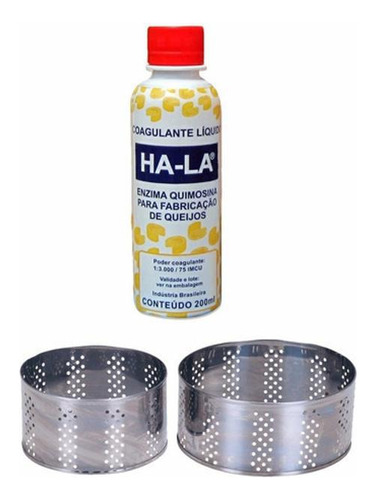 Coalho Ha-la 200ml + 2 Formas De Inox 500g E 1kg (1 De Cada)