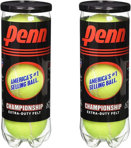 Pelotas De Tenis Penn Championship, 2 Latas, 6 Pelotas