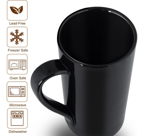 Yinuowei Juego De 4 Tazas De Café De Porcelana De 20 Onzas,