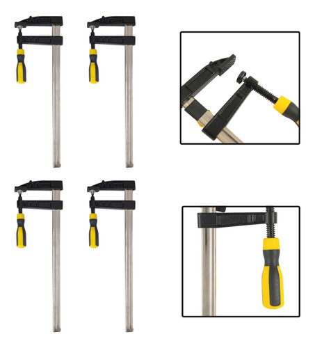 Kit 4 Grampos P/ Carpinteiro Tipo F Sargento 150x50mm 6 Pol