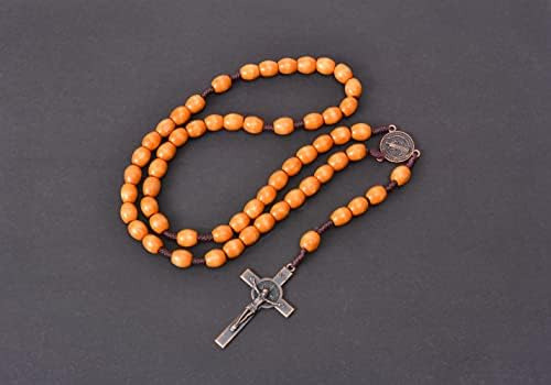 Lihan1028 Collar De Rosarios Católicos De Madera Hecho A Man