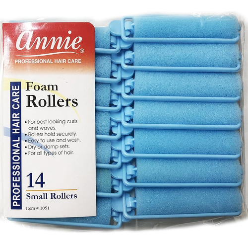 Annie Classic Foam Cushion Rollers #1051, 14 Unidades Azules
