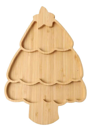 Bandeja De Bambú Con Forma De Árbol De Navidad Para La