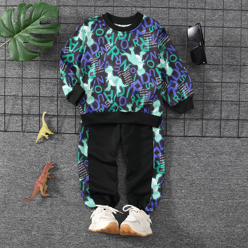 Conjunto De Sudadera Con Estampado De Dinosaurios Para Niños