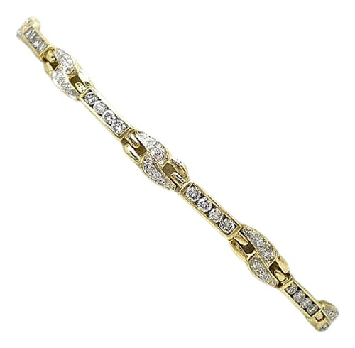  Pulsera De Oro 18 Kt Y Brillantes 2.52 Ct Goldantiques