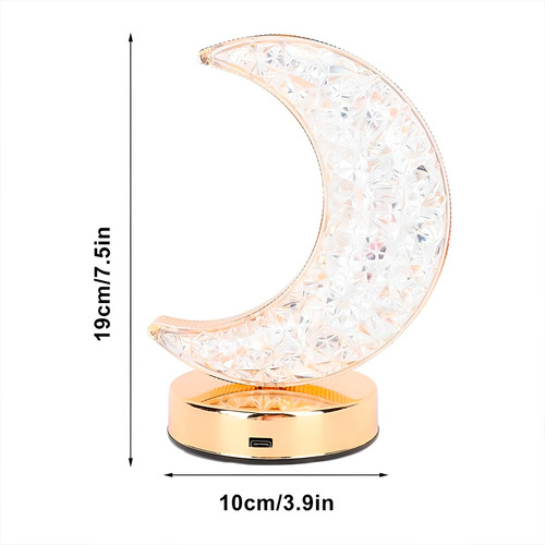 Lampara De Mesa Decorativa De Luna Cristal Recargable