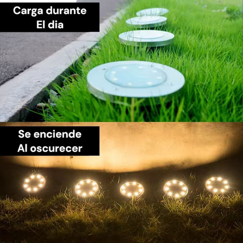 Set 4 Estaca Solar Led Blanco Calido Fotocelula Exterior