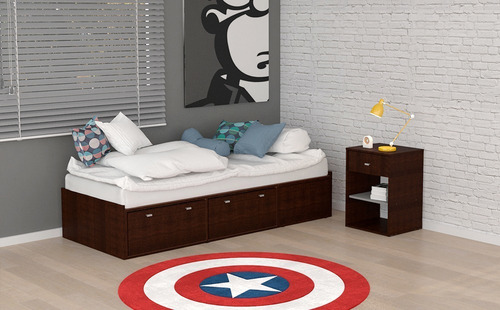 Imagen 2 de 5 de Plataforma Cama Box 1 Plaza Con Cajones Y Guarda Almohada