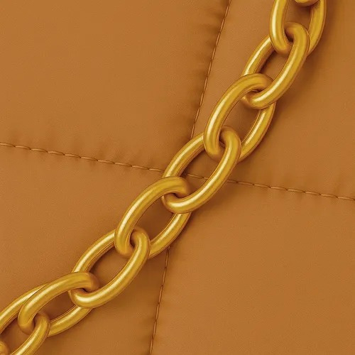 Bolsa Bandolera Mensajera Bolsa Dama Moda Mujer Acabado de los herrajes Oro Color Marrón Correa de hombro Oro Diseño de la tela Lisa