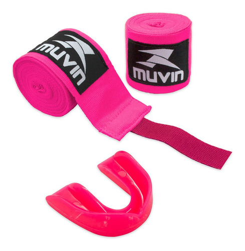 Kit Bandagem Elástica 3 Metros + Protetor Bucal Muvin Boxe