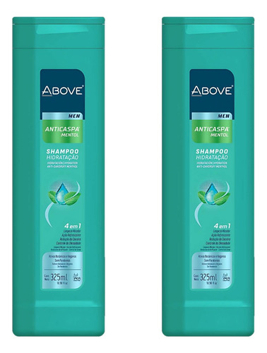 Shampoo Para Cabelo Anticaspa Above Men Mentol 325ml 2un