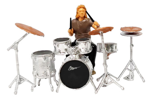 Pintado A Mano 1:64 Rock Music Conjunto De Baterista Marrón