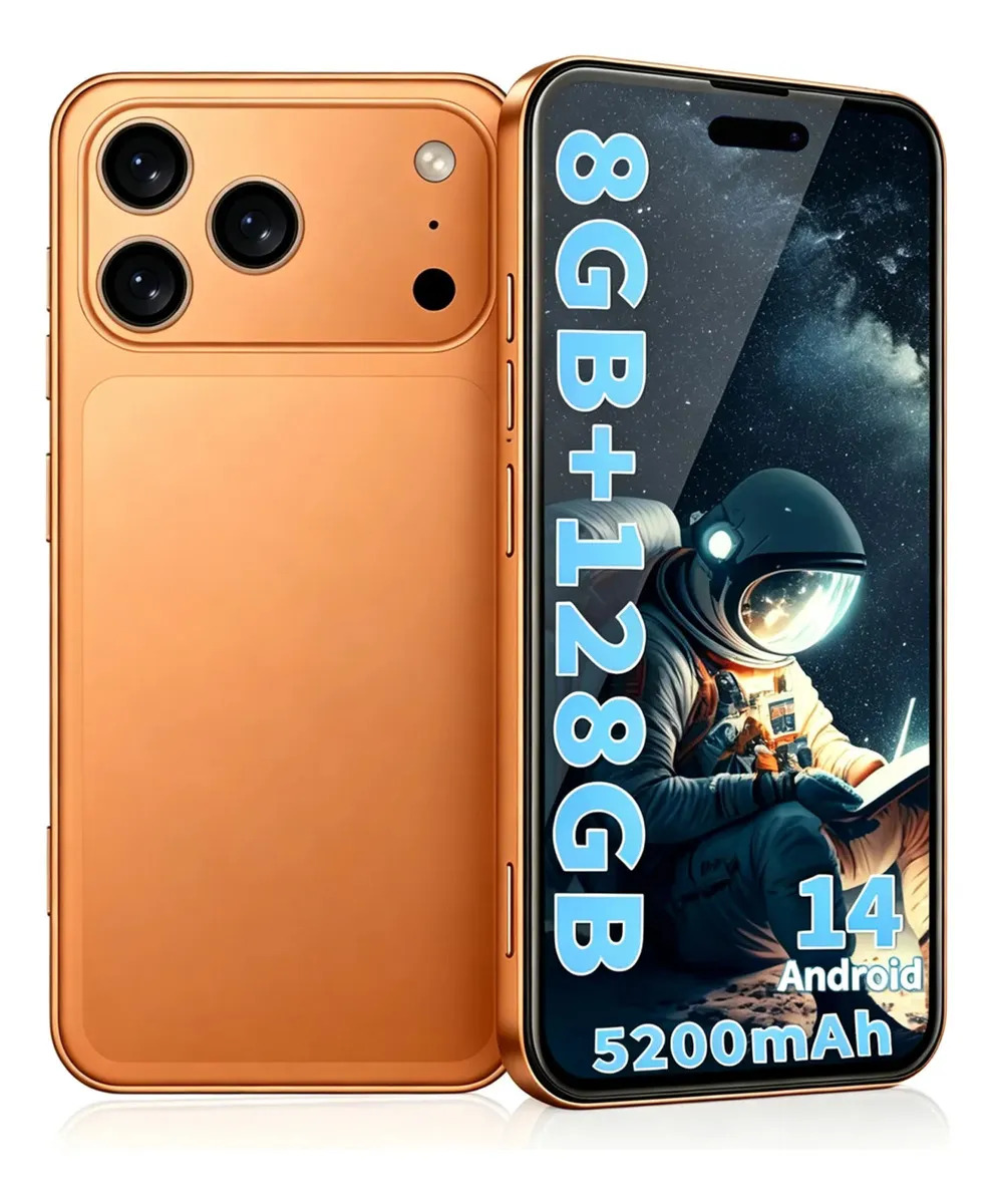 Celular Smartphone W&o 17PM 4G LTE, 8 GB RAM +128 GB ROM, Android 14, Pantalla HD de 6.5 pulgadas, Batería de 5200 mAh, Cámara de 26 MP +13 MP,Dual SIM