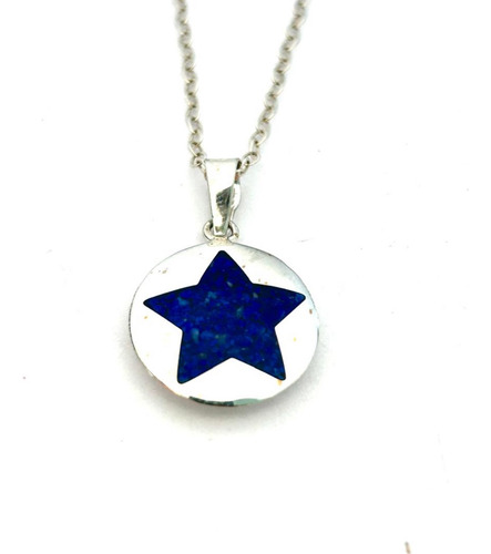 Colgante Estrella Plata Ley 950 Y Lapis Lazuli W39