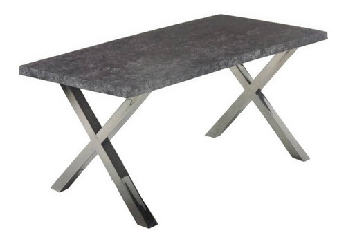 Mesa Comedor Simil Piedra Gris Con Patas Cromadas 1,60x90cm