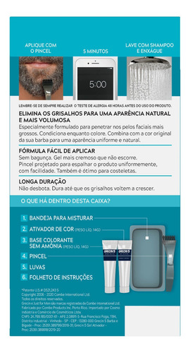 Imagem 5 de 10 de Grecin 5 Color Gel Barba E Bigode Preto M-110 28g