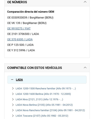 Tapa Distribución Lada Marca Beru