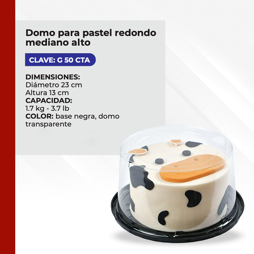 Domo Para Pastel Redondo Plástico Pet 23x13cm 10 Juegos