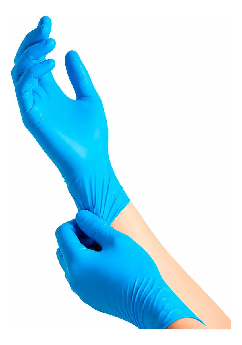 Guantes De Nitrilo Desechables Sin Polvo Sin Látex 100 Pzas Azul Grande