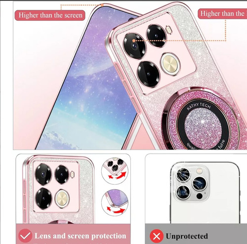 Funda Para Redmi A3 /a3x Case Brillo Brillante Niña Soporte Rosa Para Redmi A3 /a3x