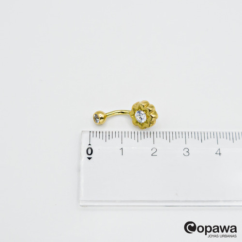 Piercing Ombligo Navel Oro 18k Sol 4mm - Copawa Joyas