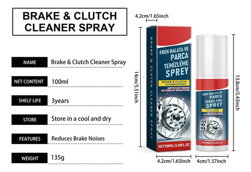 Limpiador De Frenos En Aerosol De 100 Ml, Limpiador De Freno