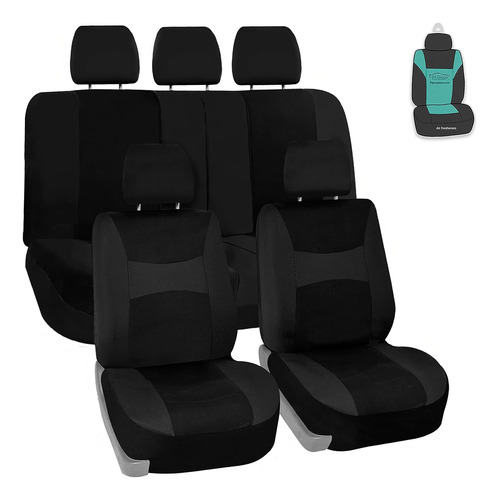 Set De Cubre Asiento Fh Group, Poliéster, Universal, Negro