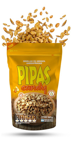 Pack X 6 Pipas Semillas Girasol Garrapiñadas Candy 180gr