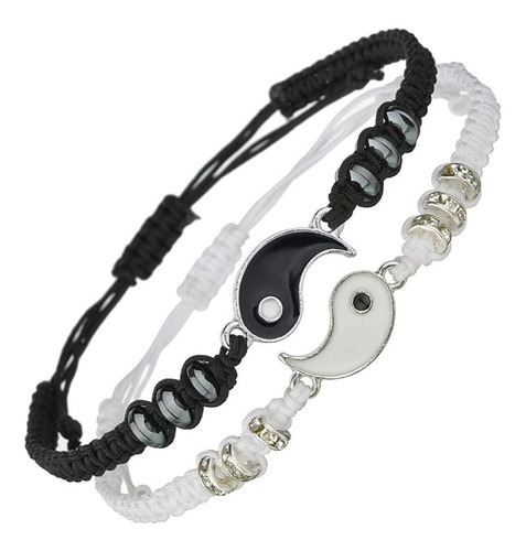 1 Par De Brazalete De Cuerda Ajustable Yin Yang A Juego.