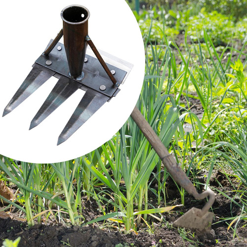 Garden Hoe Weeding Rake Manual Weeder Tool Hold 3 Dientes