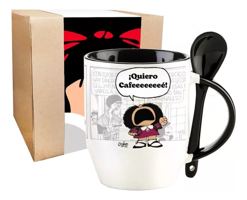 Mug Mafalda Quiero Café  + Empaque Personalizado Artesanal