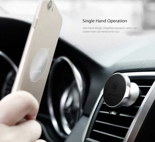 Imagen 2 de 9 de Soporte De Telefono Para Auto Rejilla 360° Magnetico Baseus