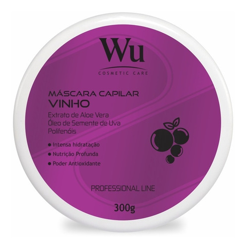 Máscara Capilar Vinho Profissional 300 Gr - Wu Cosmetic Care