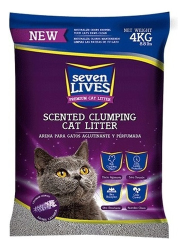 Arena Sanitaria Para Gatos Seven Lives 4 Kg x 4kg de peso neto