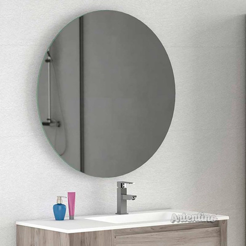 Imagen 4 de 9 de Espejo De Pared Redondo Baño Living 80 Cm 4 Mm Listo Colgar