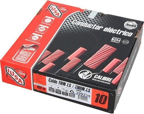 Cable Electrico Iusa Rojo Thw #10 Cobre Puro 100 Metros