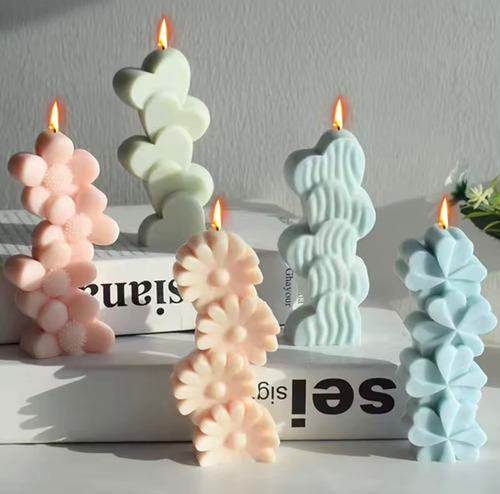 Molde Silicona Columna Torre Margaritas Velas Jabones Yeso Transparente