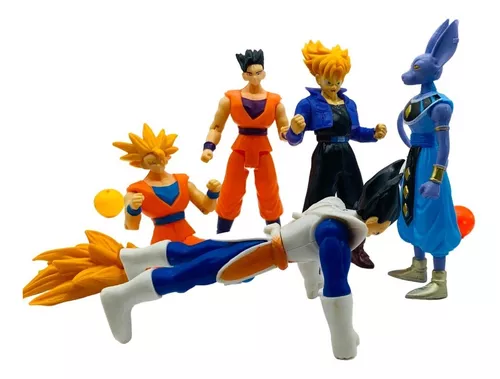 Combo 5 Bonecos Dragon Ball Z Articulados Goku 14 Cm Coleção