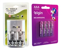 Comprar Carregador De Pilhas Aau002Faaau002F9v + 4 Pilhas Aaa 1000 Mah Elgin