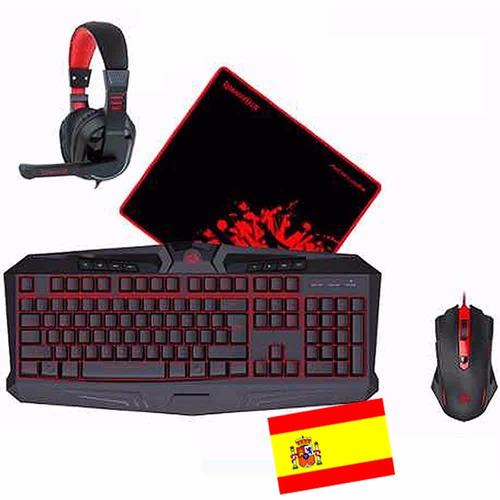 Kit Gamer Redragon S103 Waveimpact 4en1 Black And Red