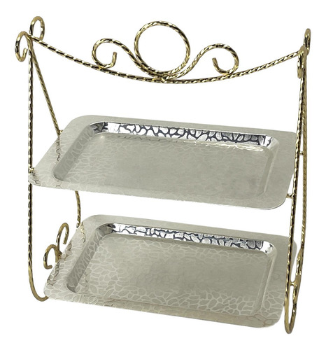 Soporte Para Pasteles De 2 Niveles, Plato De Dorado