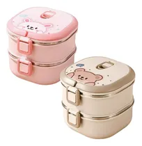 Comprar Lunchera Vianda Infantil 2 Pisos Térmica Hermética C\u002Fcuchara Marrón Oso
