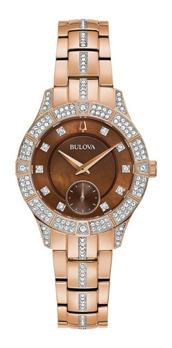 Reloj Bulova Mujer Acero 98l284 Crystal Dorado Rosé Piedras