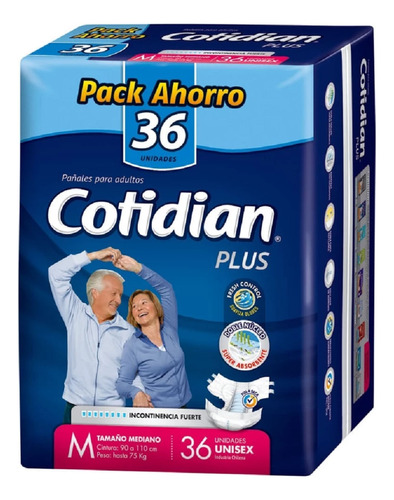 Pañales De Adultos Cotidian Plus M X 36 Un