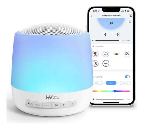 Baby Sound Machine, Heyvalue White Noise Machine Con Luz Noc