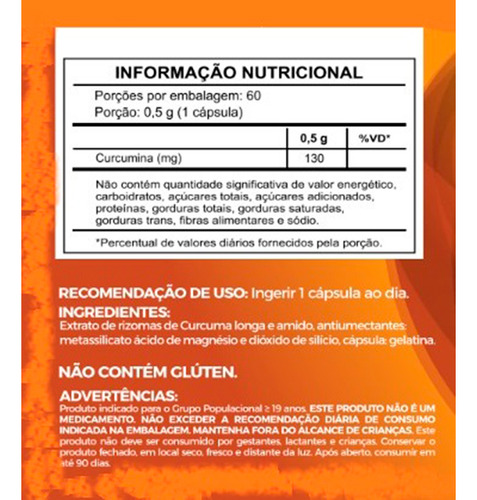Cúrcuma Longa Suplemento Alimentar C/ 60 Cps Shell Nutry